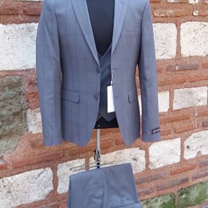 Abrossini 3 Pcs Checkered Suit Grey