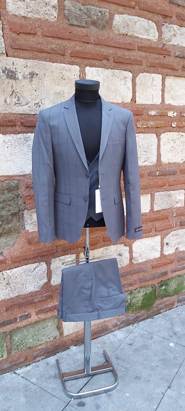 Abrossini 3 Pcs Checkered Suit Grey