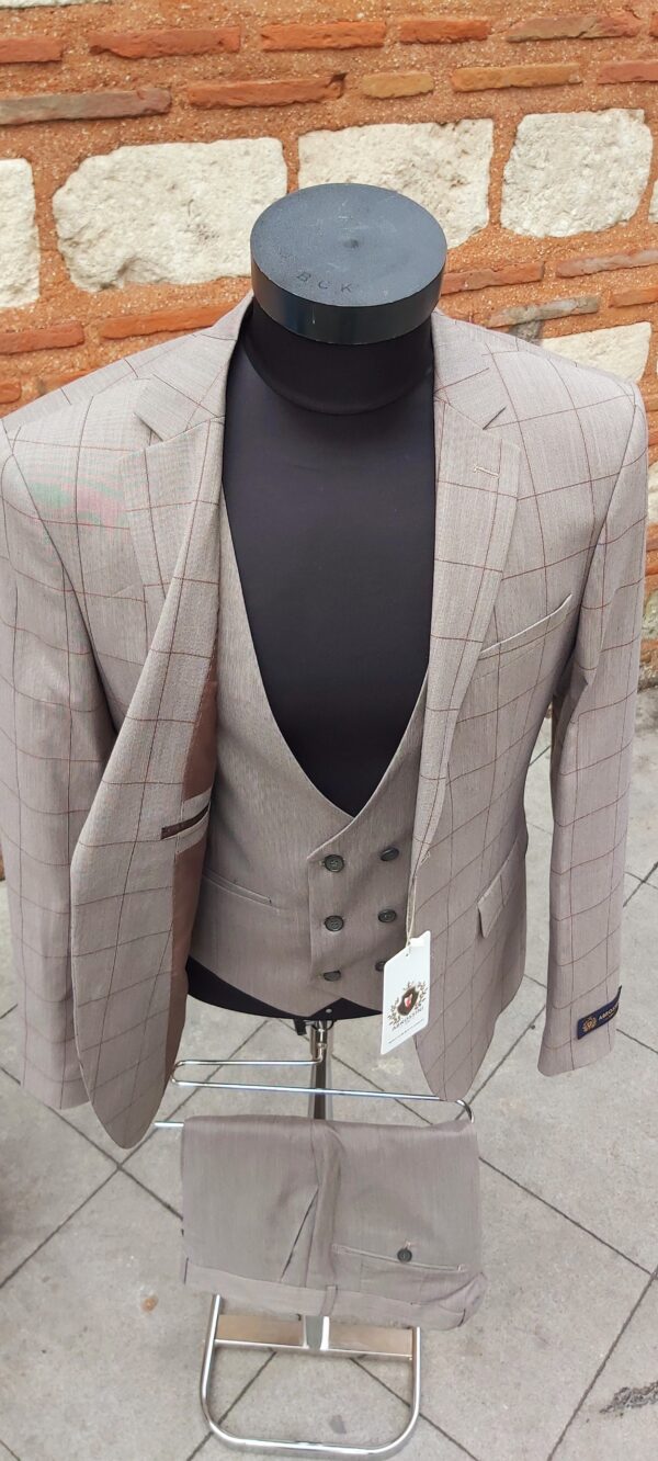 Abrossini 3 Pcs Color Of Soil Checkered Suit
