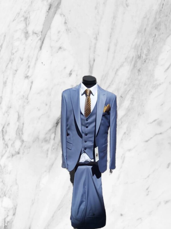 3 Pcs Slate Blue Suit Abrossini