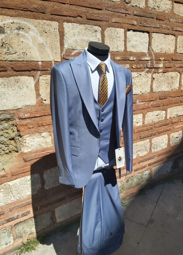 3 Pcs Slate Blue Suit Abrossini