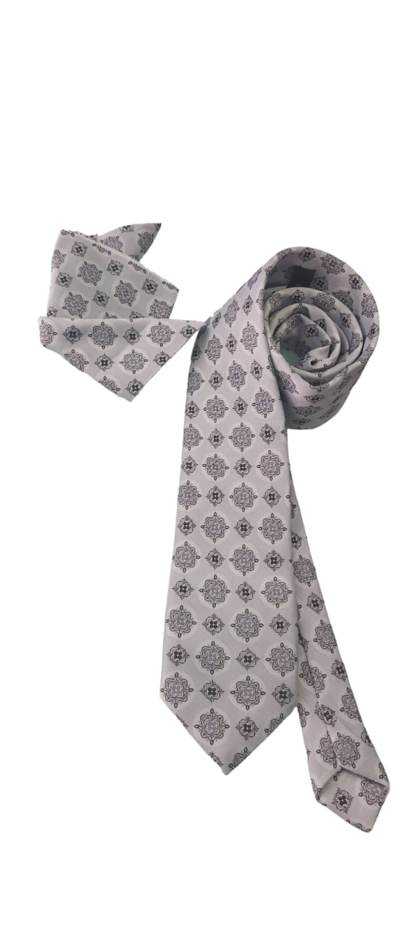 Abrossini Floral Pattern Black Gray Tie