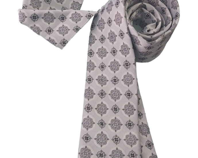 Abrossini Floral Pattern Black Gray Tie